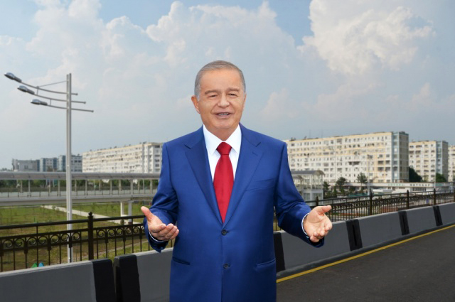 Ислам Каримов открывает новый мост в районе магазина Ганга. Фотошоп от УзА