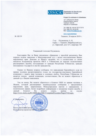 Ответ Плужникову из ОБСЕ