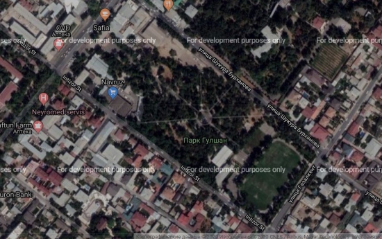 Вид парка Гульшан и стадиона Динамо из космоса до осуществленной Мирзиёевым экзекуции